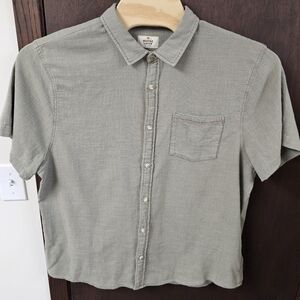 Men’s Marine Layer Stretch Selvage Short Sleeve, button- up, size XXL Green Gray